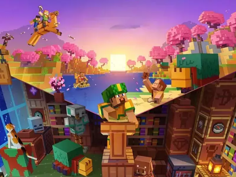 Minecraft 1.20.1 - Khai thác gỗ anh đào cho công trình thẩm mỹ